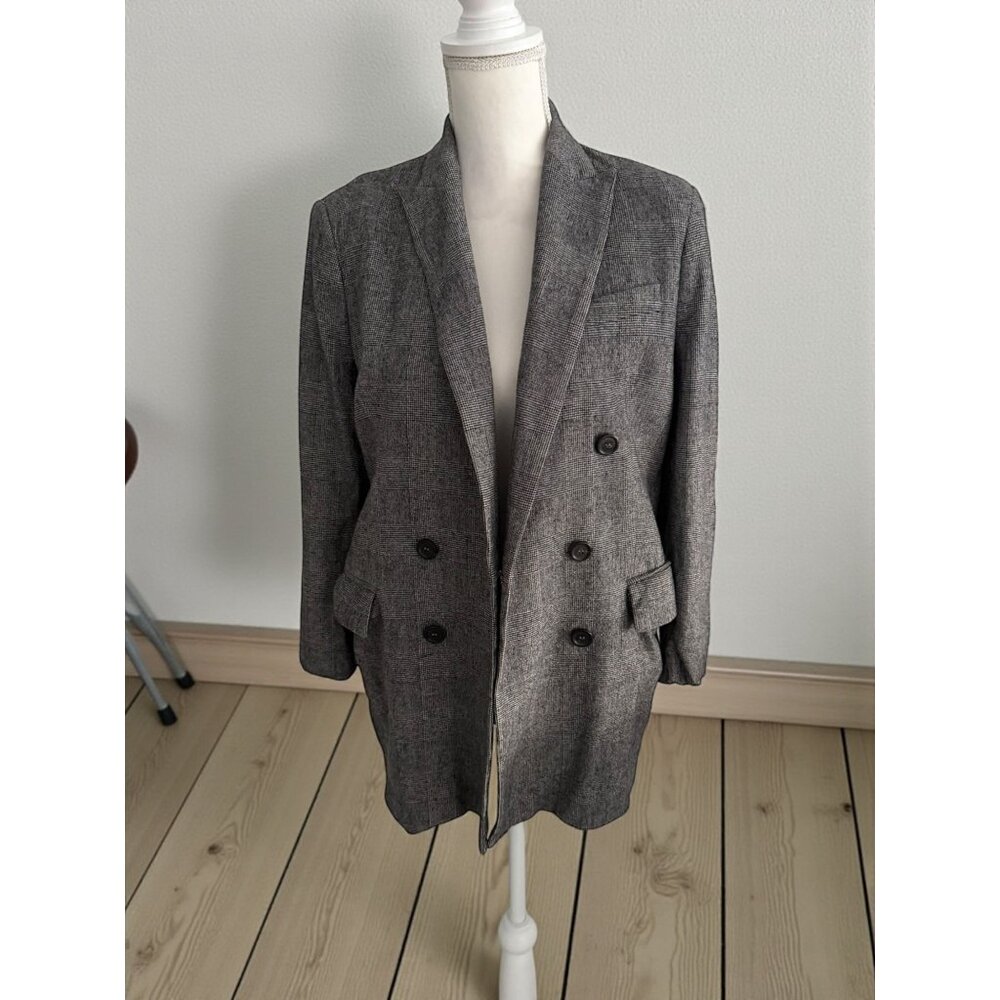 Zara Black Gray Patterned Buttoned Oversize Blaze… - image 1